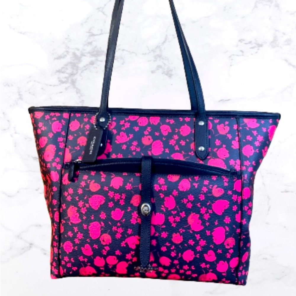 NWT Coach City Tote Prairie Calico Floral Print Canvas F57283 w/Pouch
